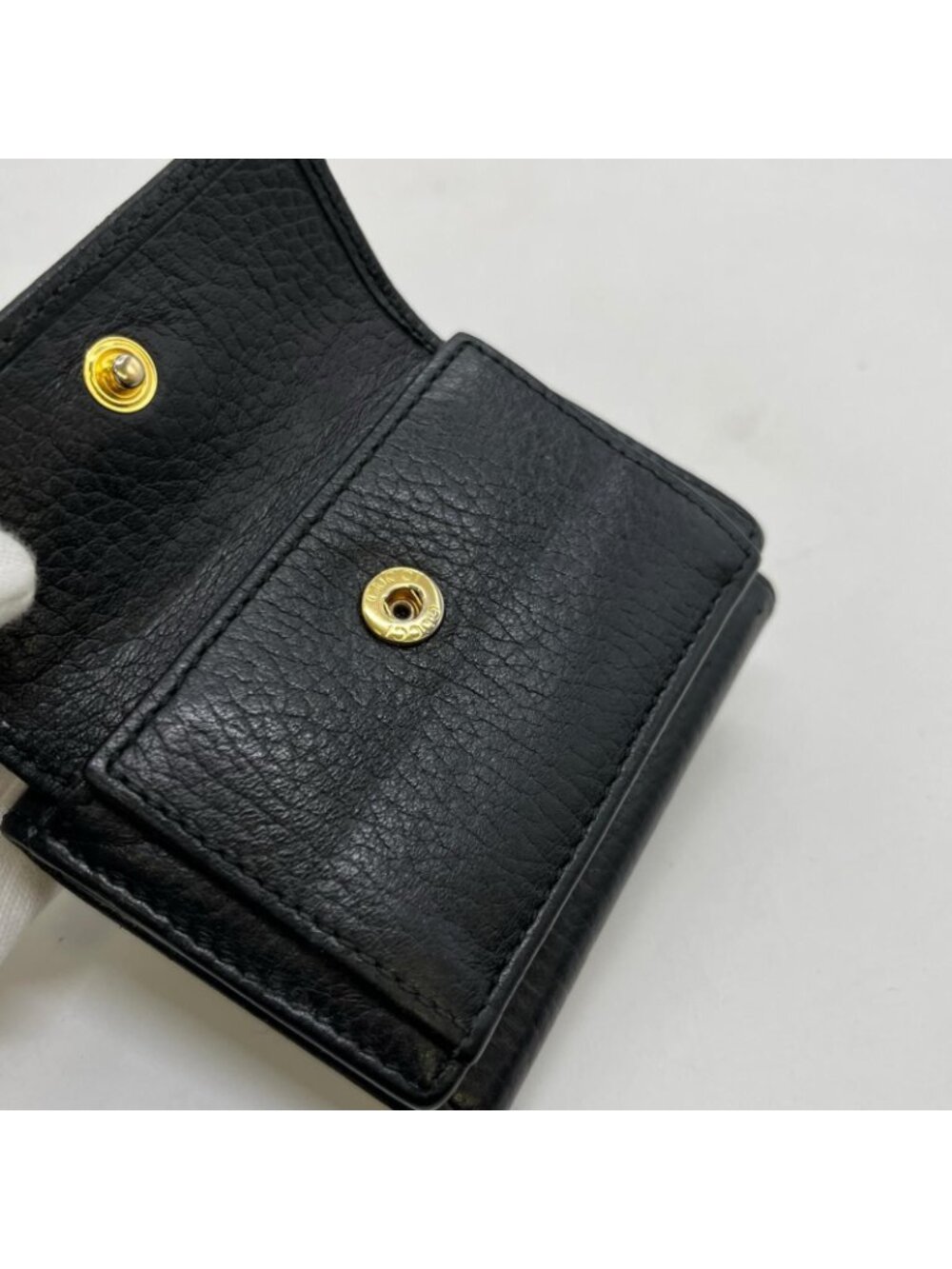Gucci Trifold Wallet GG Marmont Hook Calfskin Leather Black - Picture 9 of 10